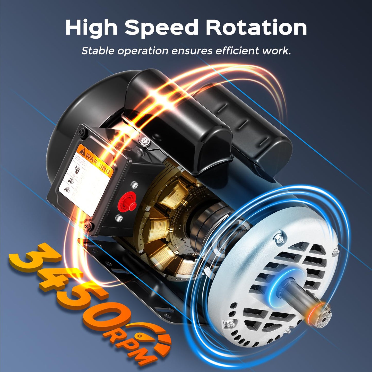 Bonvoisin 5HP Air Compressor Motor 56HZ Frame 3450RPM Single Phase Electric Motor, 7/8" Keyed Shaft, 2.25" Shaft Length, CCW/CW Rotation, 230V, 25 Amps