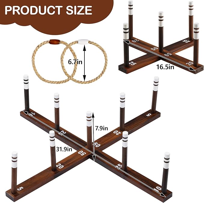 Ring Toss Game,Ring Toss Game for Adults and Kids, Indoor Outdoor Fun Holiday Lawn Yard Game for Family, Easy Set Up, Portable to Carry for Outside Kids Sport