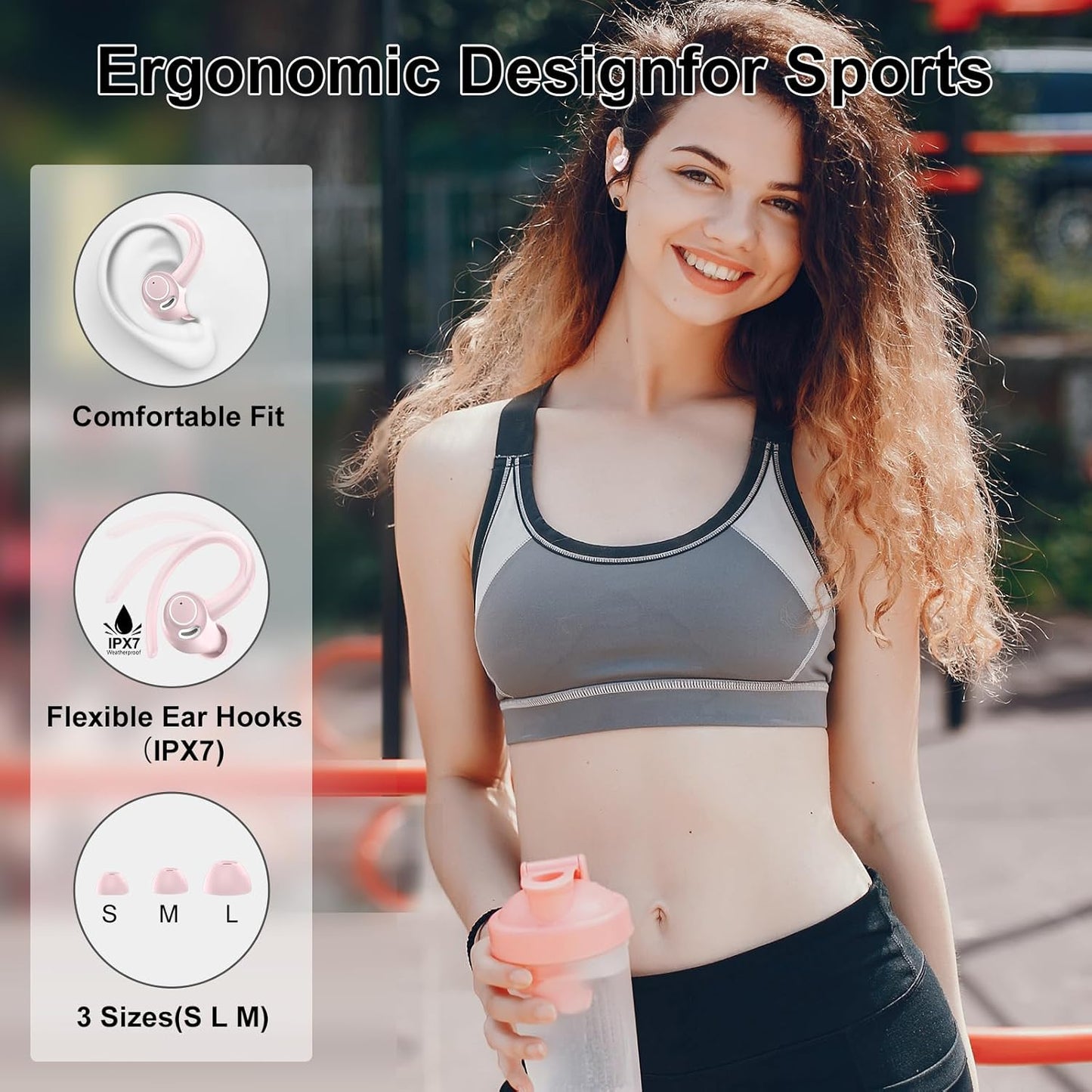 5.3 48H IPX7 Wireless Earbuds Bluetooth Headphones Sports, Earphone with ENC Mic, Stereo Deep Bass Bluetooth Earbuds