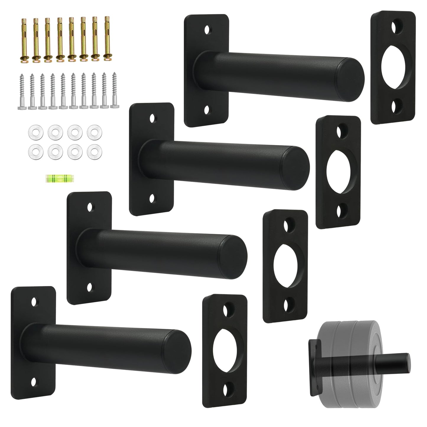 Wall Mounted Olympic Weight Plate Rack, Heavy Duty Metal 2" Plate Holder & Hanger for Home Gym, Garage Gym, Powerlifting & Fitness Equipment Storage, 275 lbs Capacity Barbell Plate Organizer with Screws for Wood & Concrete Walls