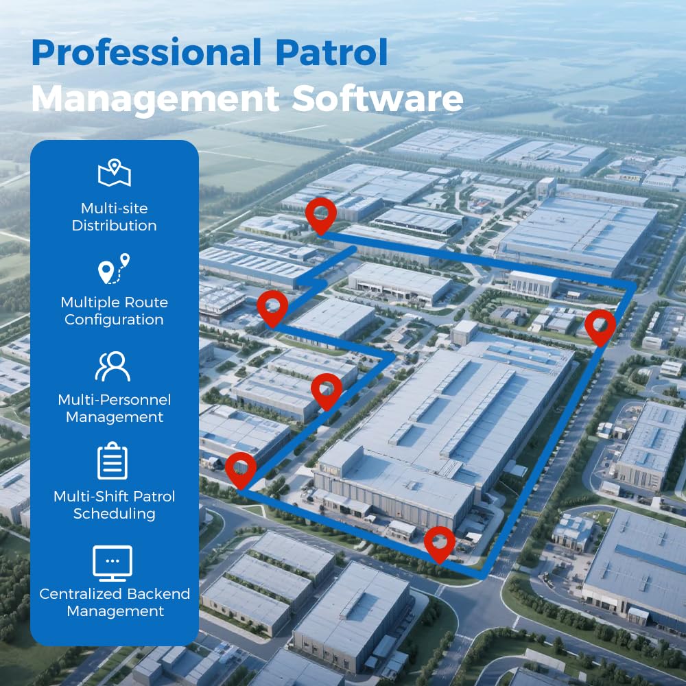 JWM RFID Guard Tour System with LCD Screen, Security Patrol Reader with Free Standalone Software for Hotel, Hospital, Warehouse and Logistics Security