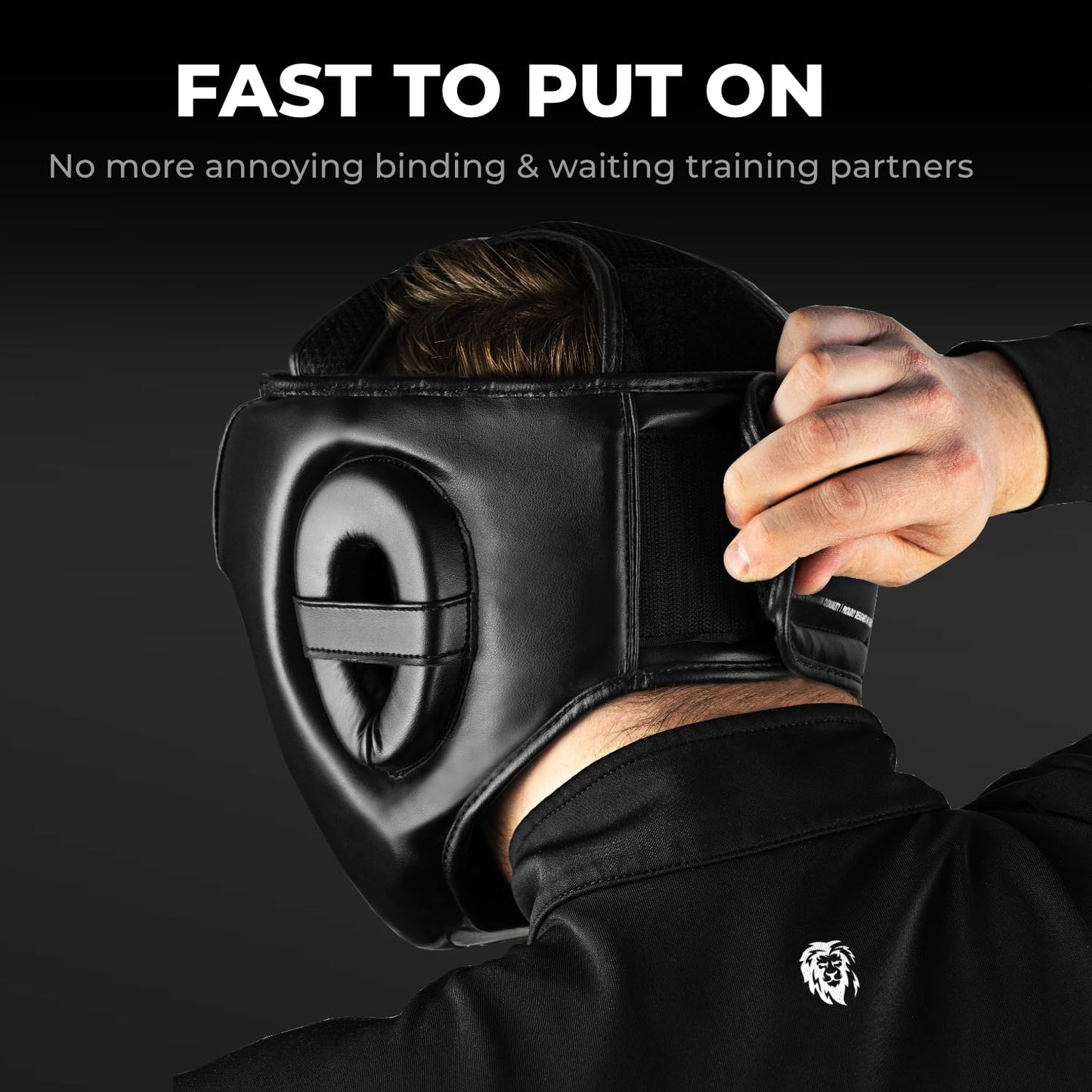 FIGHTR® Boxing Headgear with Best fit | Boxing Helmet Guard for Sparring | Adjustable Size for Boxing, MMA, Muay Thai, Kickboxing & Martial Art (Black, L)