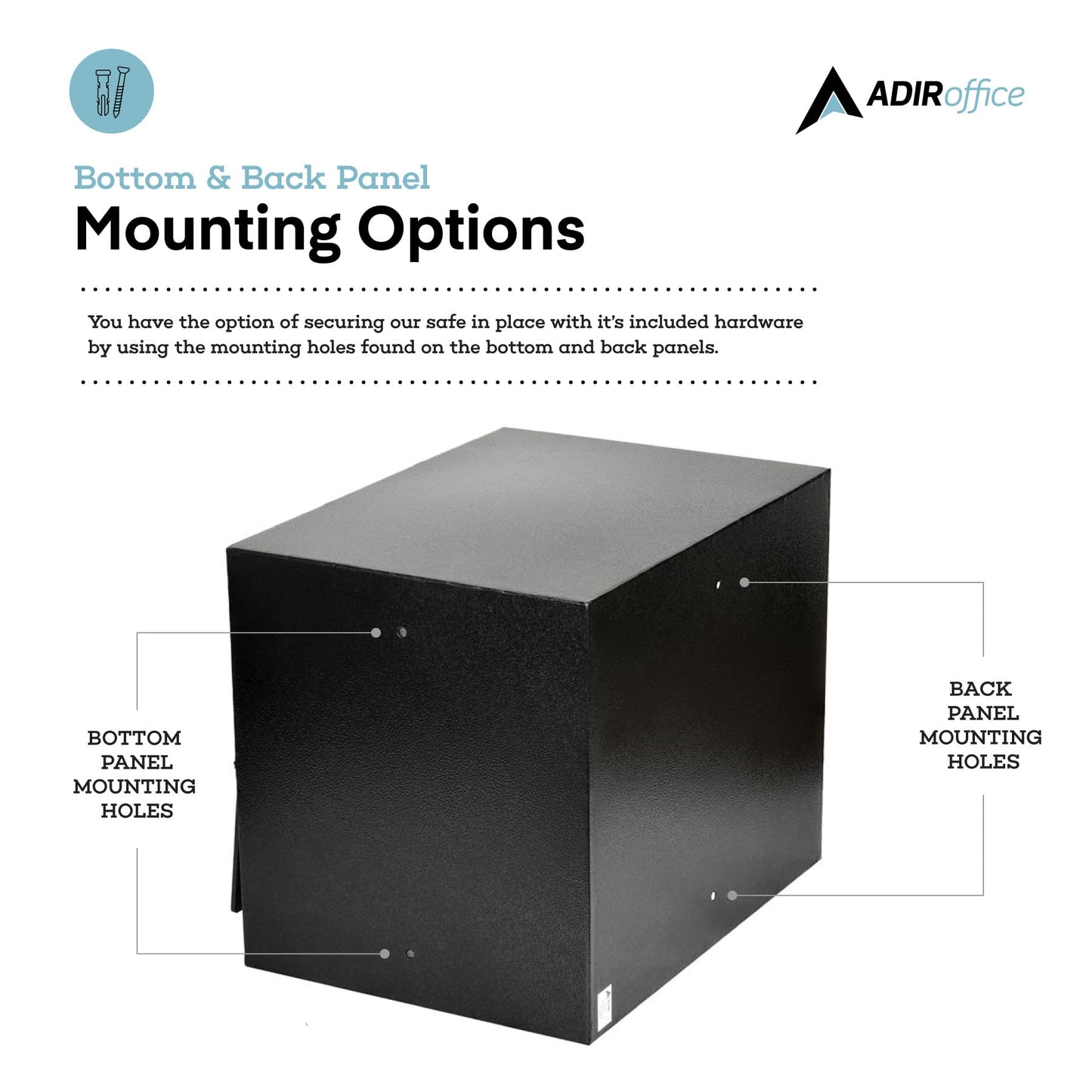 AdirOffice Digital Depository Safe - Front Loading - Digital Keypad Lock - Lockout Mode (Black)