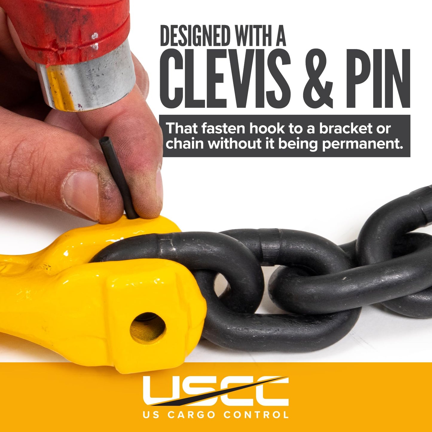 US Cargo Control 3/8 Inch Clevis Grab Hooks (2-Pack), G80 Chain Hooks, 7,100 LBS Working Load Limit, Chain Clevis Hooks for Lifting, Hauling, Towing, Trailers, & Chain Binders