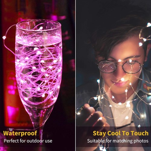 Brightown 12-Pack LED Fairy Lights - Waterproof Battery-Operated Silver Wire String Lights | 7 Feet, Multi-Color