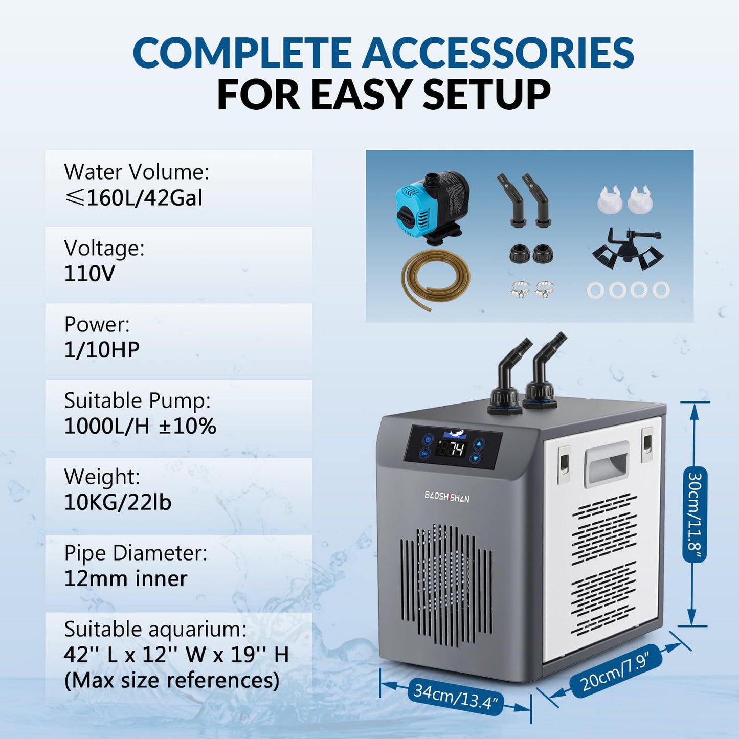[Upgrade] 1/10 HP Aquarium Chiller 42 Gallon 160L Water Cooling System