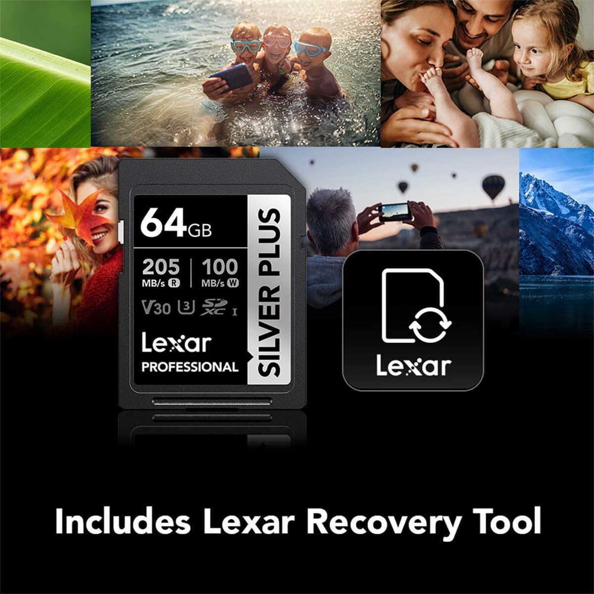 Lexar 64GB Professional Silver Plus SDXC UHS-I Card Memory Card