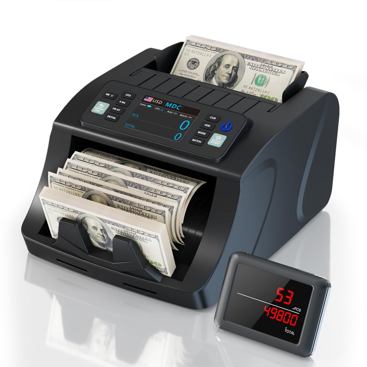 Mixed Denomination Money Counter CIS/MG/IR/DD/DBL/HLF/CHN，Dollar Euro MXN GBP CAD Money Counter Machine with Value Add Batch Modes on TFT Display