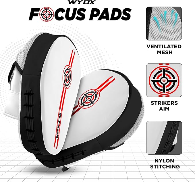 WYOX Curved Focus Mitts for Boxing & MMA | Durable PU Leather Punching Pads with Adjustable Strap | Ideal for Muay Thai, Kickboxing, Martial Arts Training – Hand Target Strike Shield for Men & Women