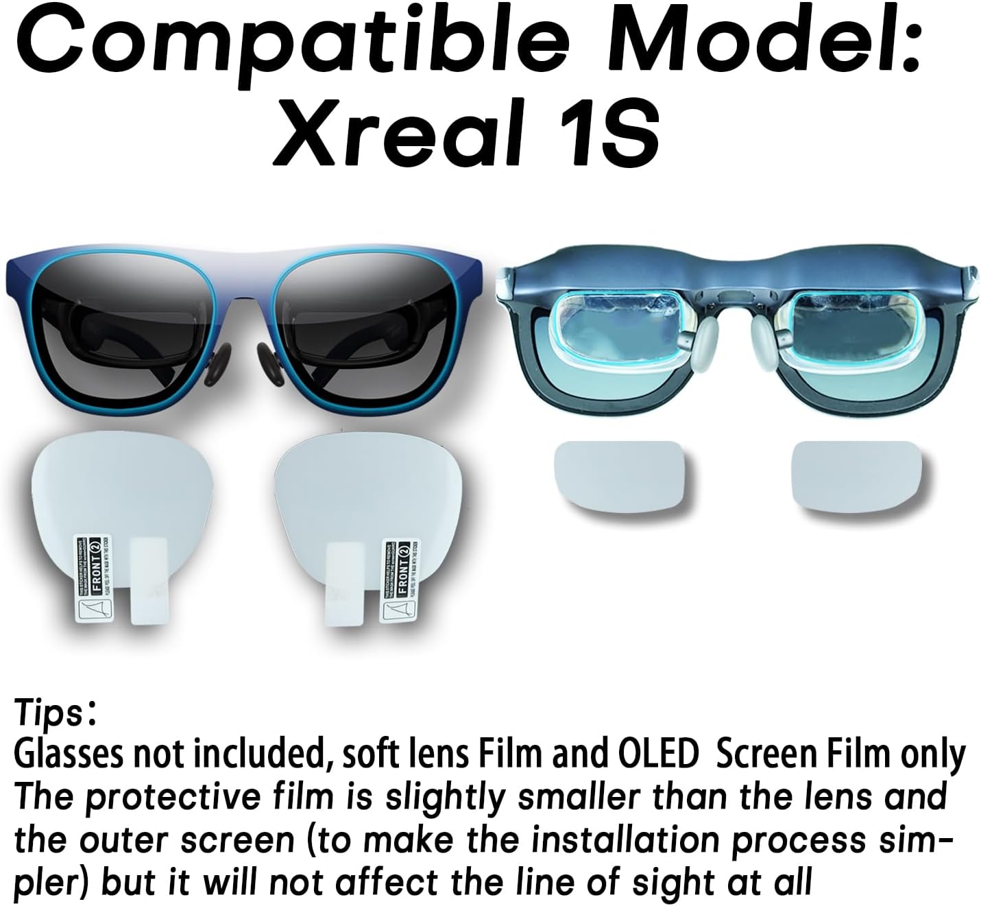 1S (2 Sets) (2 Lens Film and OLED Screen Protector for Xreal AR Glasses, TPU Soft Protective Films Full Kit Pairs)