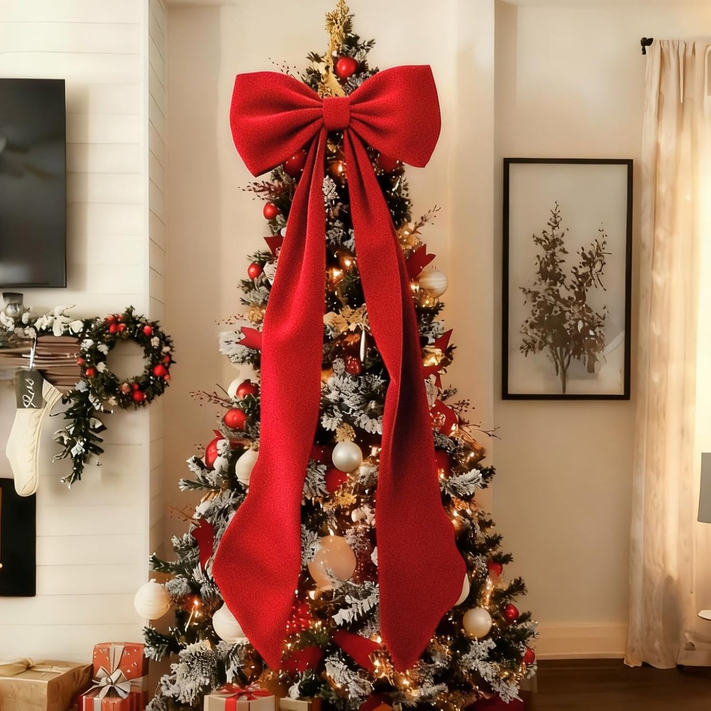 Regine Switzerland Large Ruby Red Velvet Bow - 50 x 20 Inch Christmas & Wedding Decor | Giant Valentine's Day Decoration