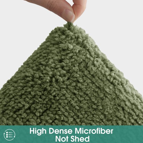 HOMEIDEAS Bathroom Rug Set 2 Piece, Striped Super Absorbent Soft Microfiber Non-Slip Washable Bath Mats for Shower and Tub (Sage Green)