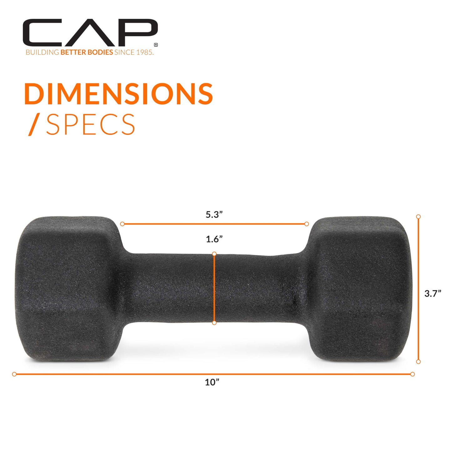 CAP Barbell 15 LB Neoprene Dumbbell Hand Weights - Pair | Black