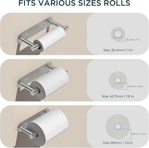 FORIOUS Toilet Paper Holder - Rustproof Stainless Steel Pivoting Design | Adhesive or Screw Mount, 2 Pack Brushed Nickel