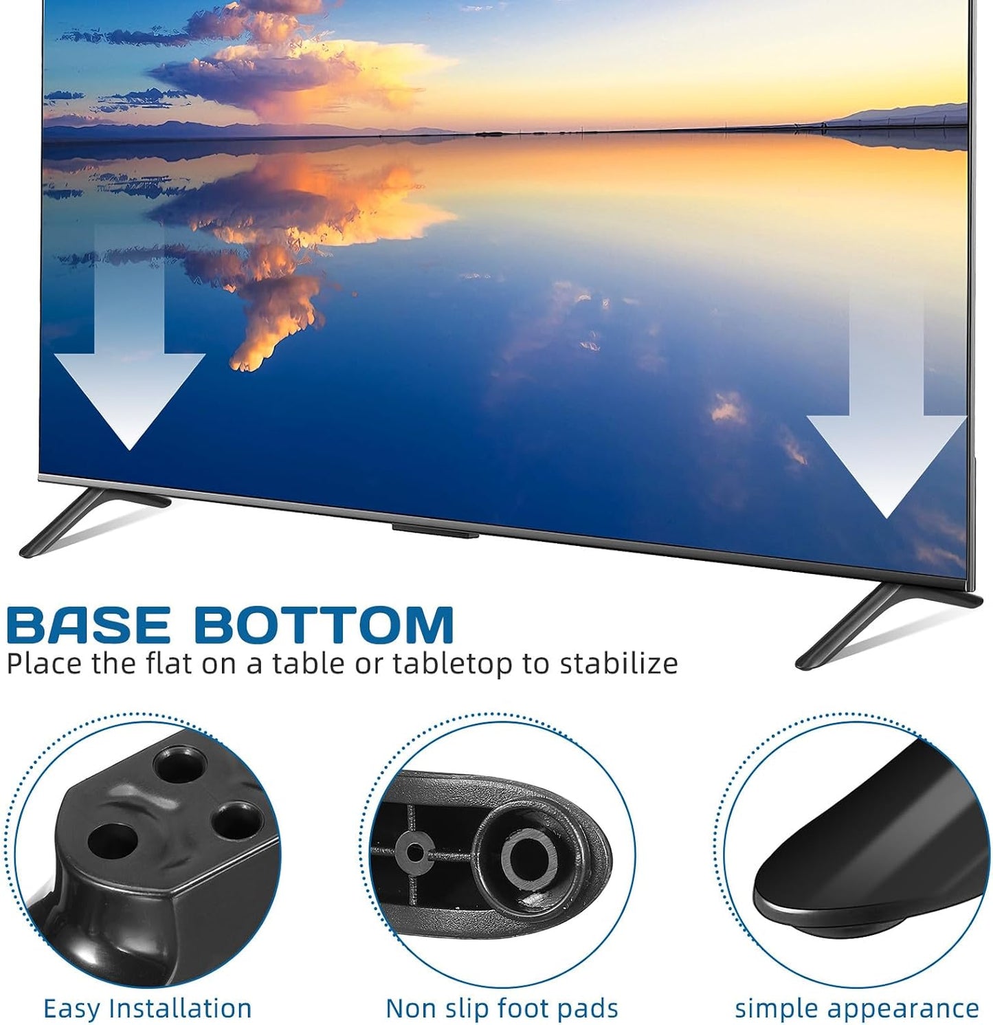40 Inch 2pcs BESPORTBLE Tv Stand Legs Tv Base Plastic Replacement Pedestal Feet for Flat Screen Tv Living Room Bedroom