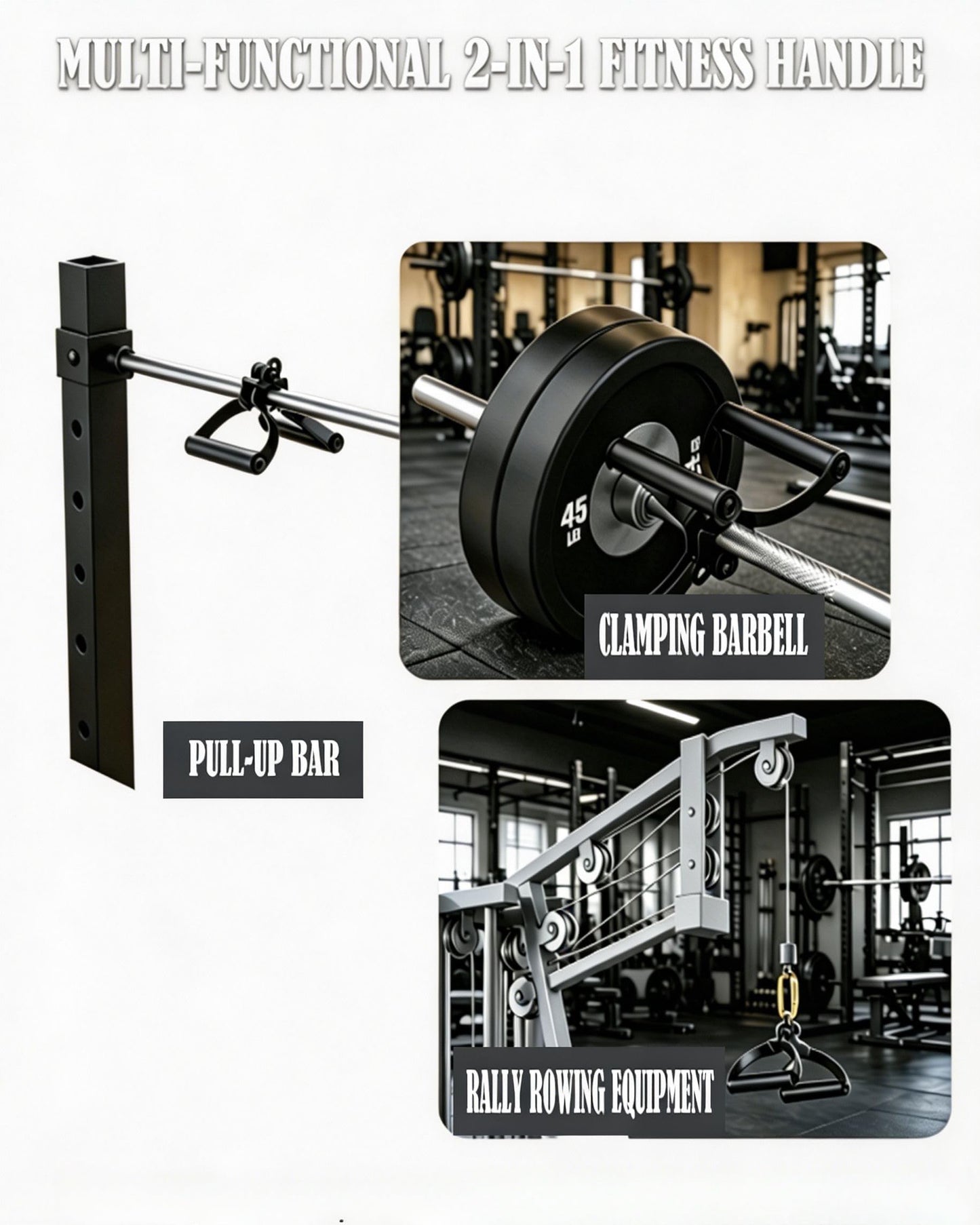 HAFOWAH Adjustable T Bar Row Attachment Non-Slip V Bar Attachment for Home Gym Equipment, Double D Row Handle Cable Attachments for Gym, Olympic Strength Training Bars, Back, Arm, Shoulder Training