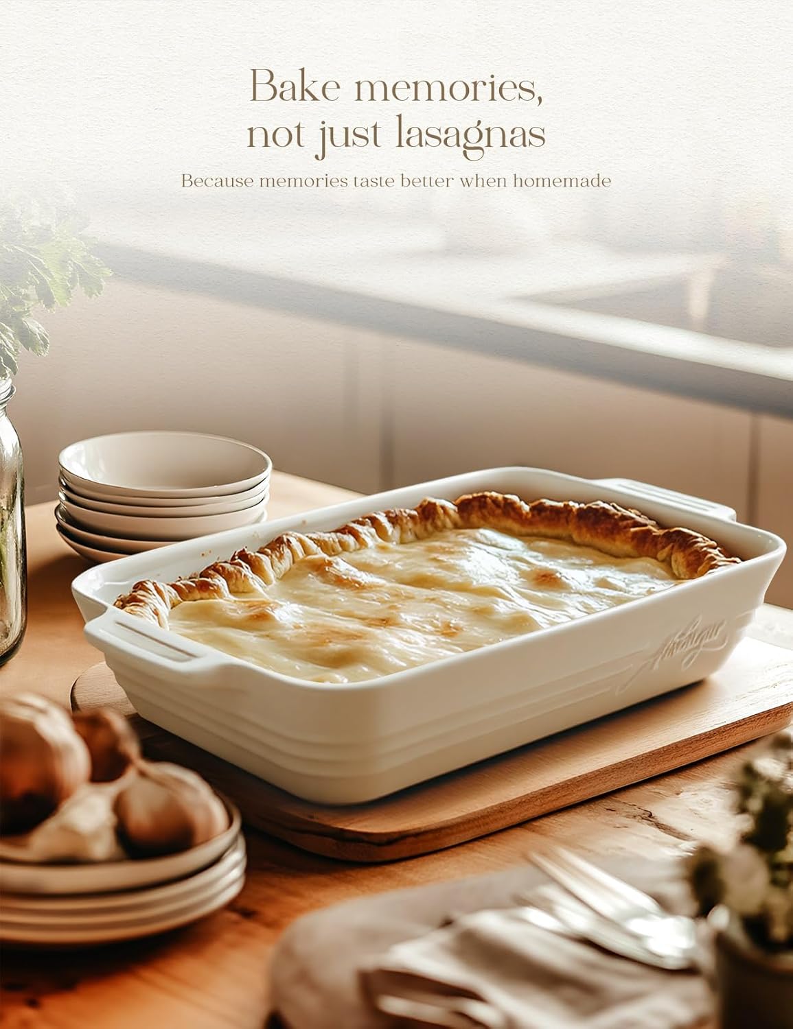 Regine Switzerland Casserole Dish - 9x13 Ceramic Baking Pan with Handles | 4.2 Quarts, Durable & Stylish