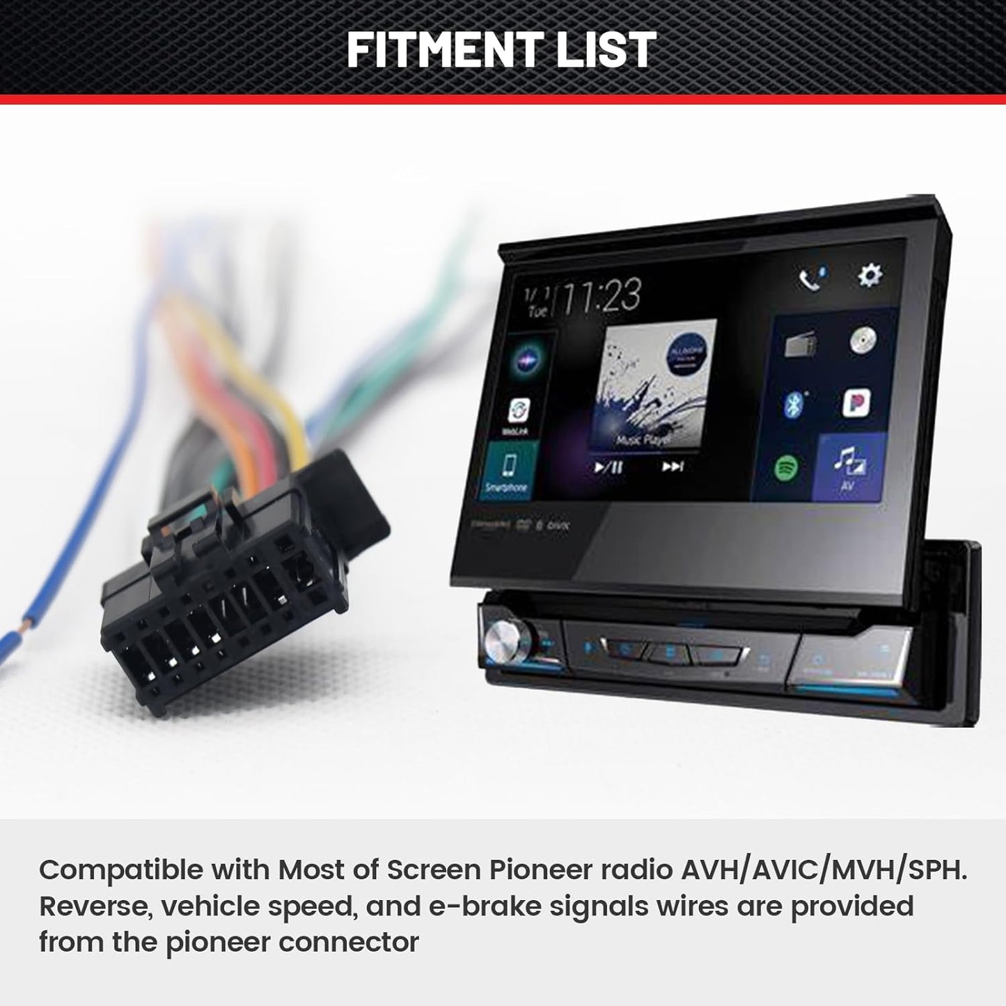 1994-2022 4Runner, 2012-2018 RED WOLF Radio Wiring Harness for Pioneer Head Unit Fit for Toyota Tacoma Highlander