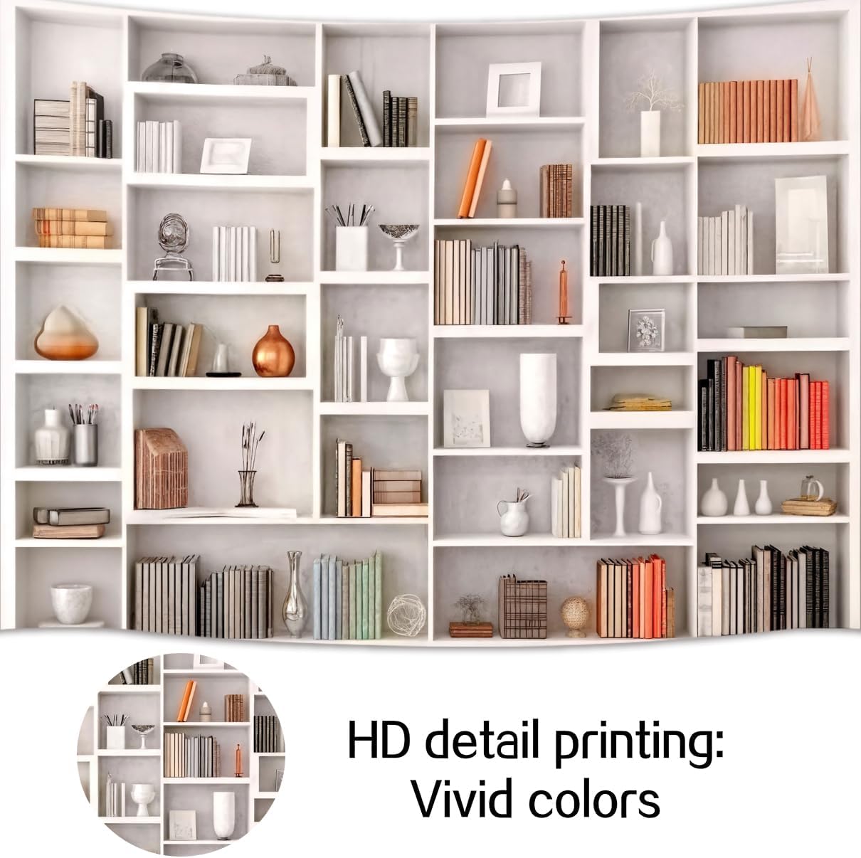 Xguatan 7x5ft White Bookshelf Backdrop Office Home Bookcase Photography Backdrop Decoration for Video Conference, Zoom