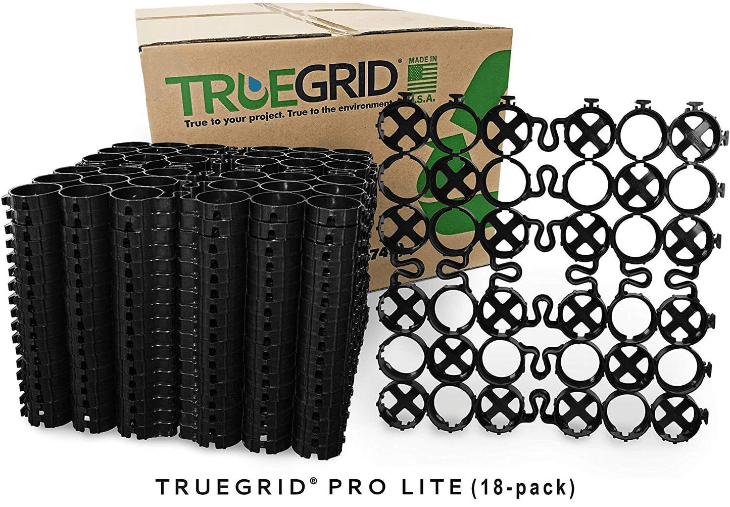 TRUEGRID | PRO LITE Permeable Pavers Designed as Driveway Pavers, Grass Shed Base, Patio RV Pad, Gravel, DIY Outdoor 120,000 lb Load Class Pack of 18 (72 Square Feet)