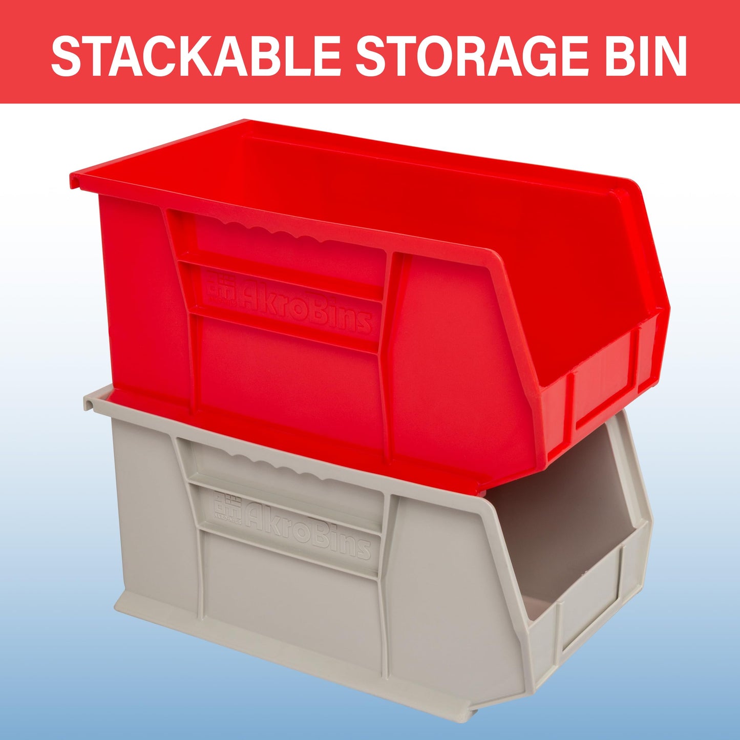 Akro-Mils 30240 AkroBins Plastic Storage Bins, Space-Saving Stackable Bins for Garage, Pantry, Craft Organization, 15 x 8 x 7 inches, Blue, 12-Pack