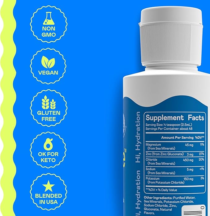 Hi-Lyte Daily Essentials Low Sodium Electrolytes Liquid Mix Unflavored, 48 Servings