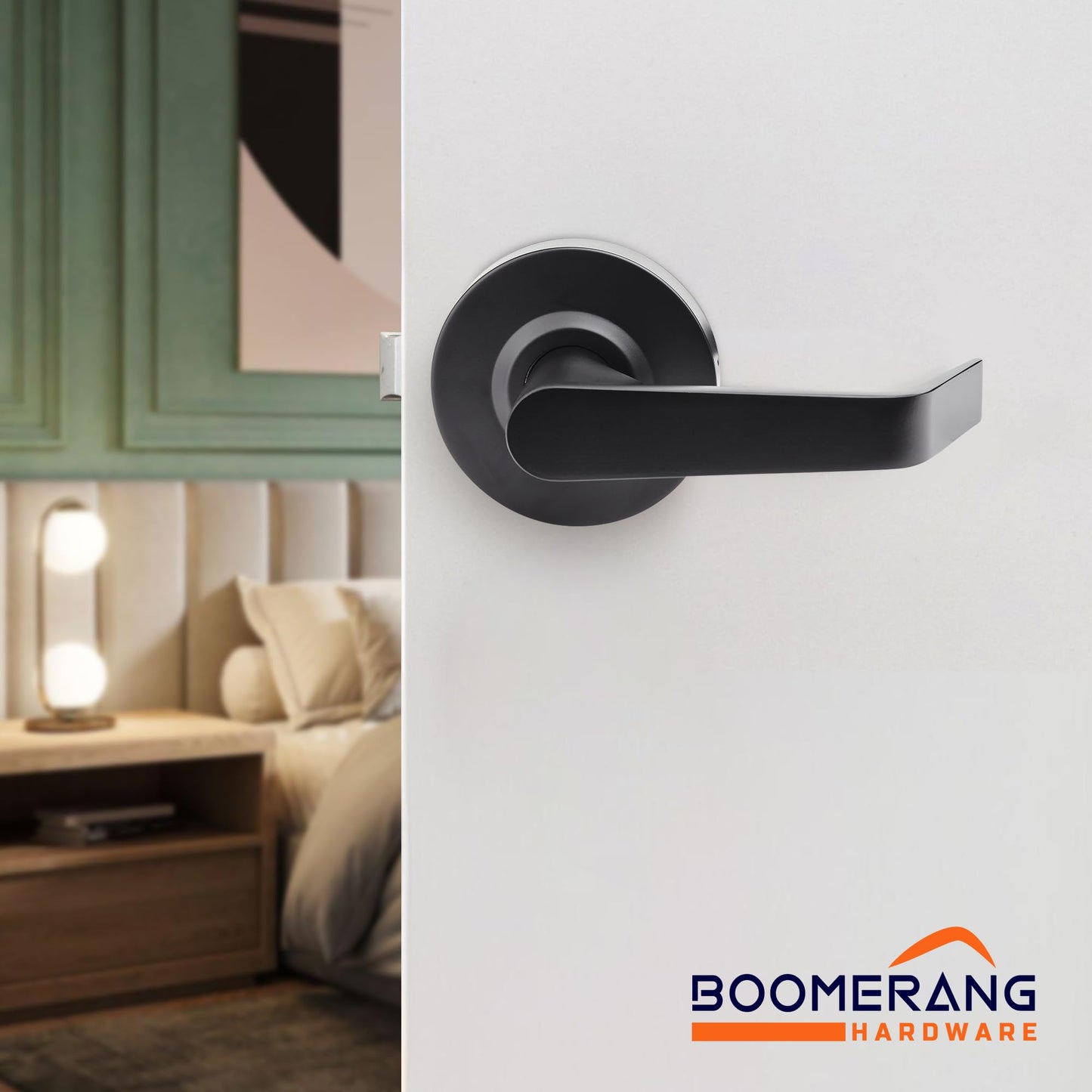 Boomerang Heavy-Duty Passage/Closet Function Commercial Lever Door Lock, ADA & Grade 2 Industrial Door Handle, Cylindrical Lever, Non-Handed, Matte Black (US19)