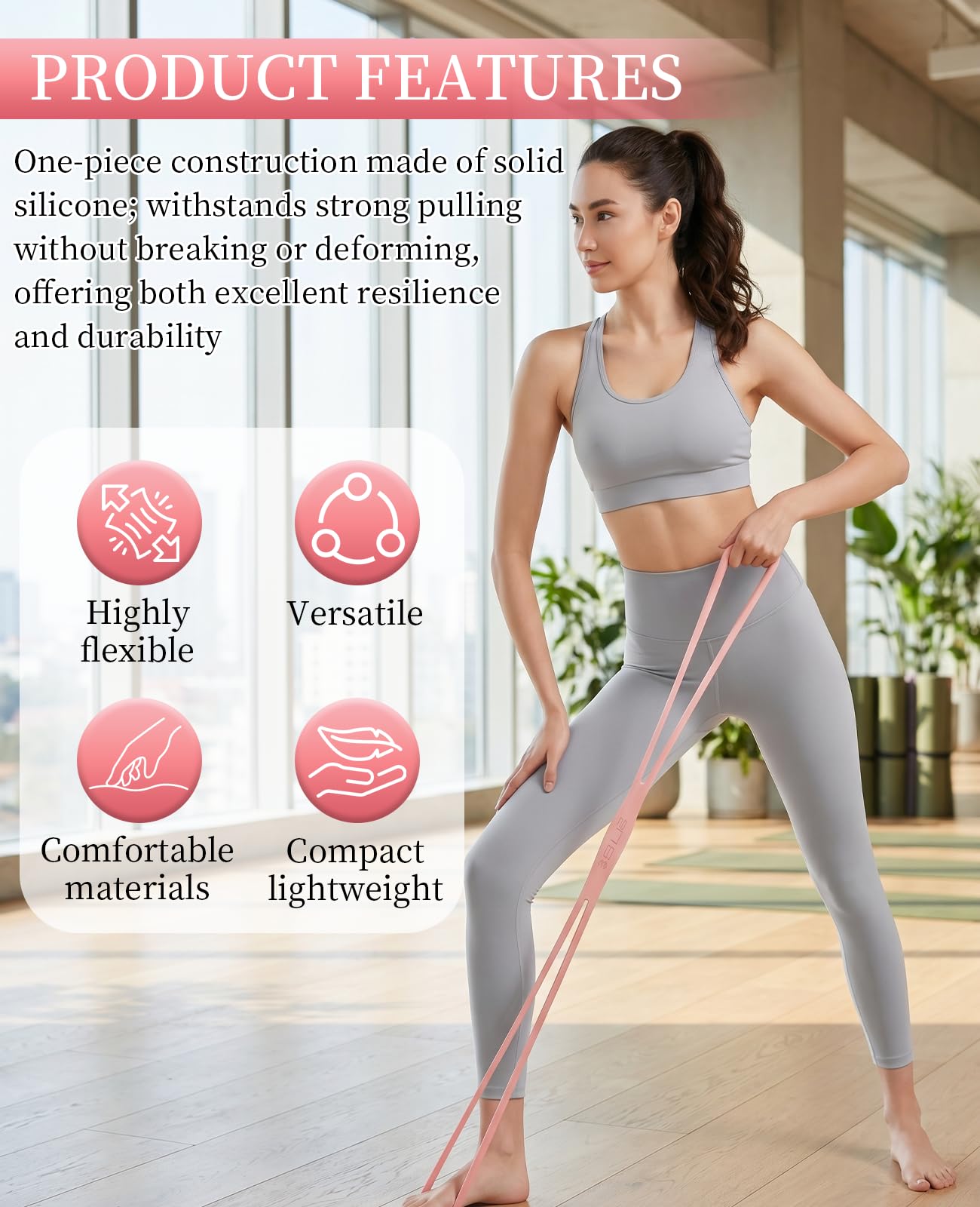 Waaqkid Figure 8 Resistance Band, 3pcs 15&25&35 Lbs Silicone Arm Posture Resistance Bands with Non-Slip Handles for Full Body Workout