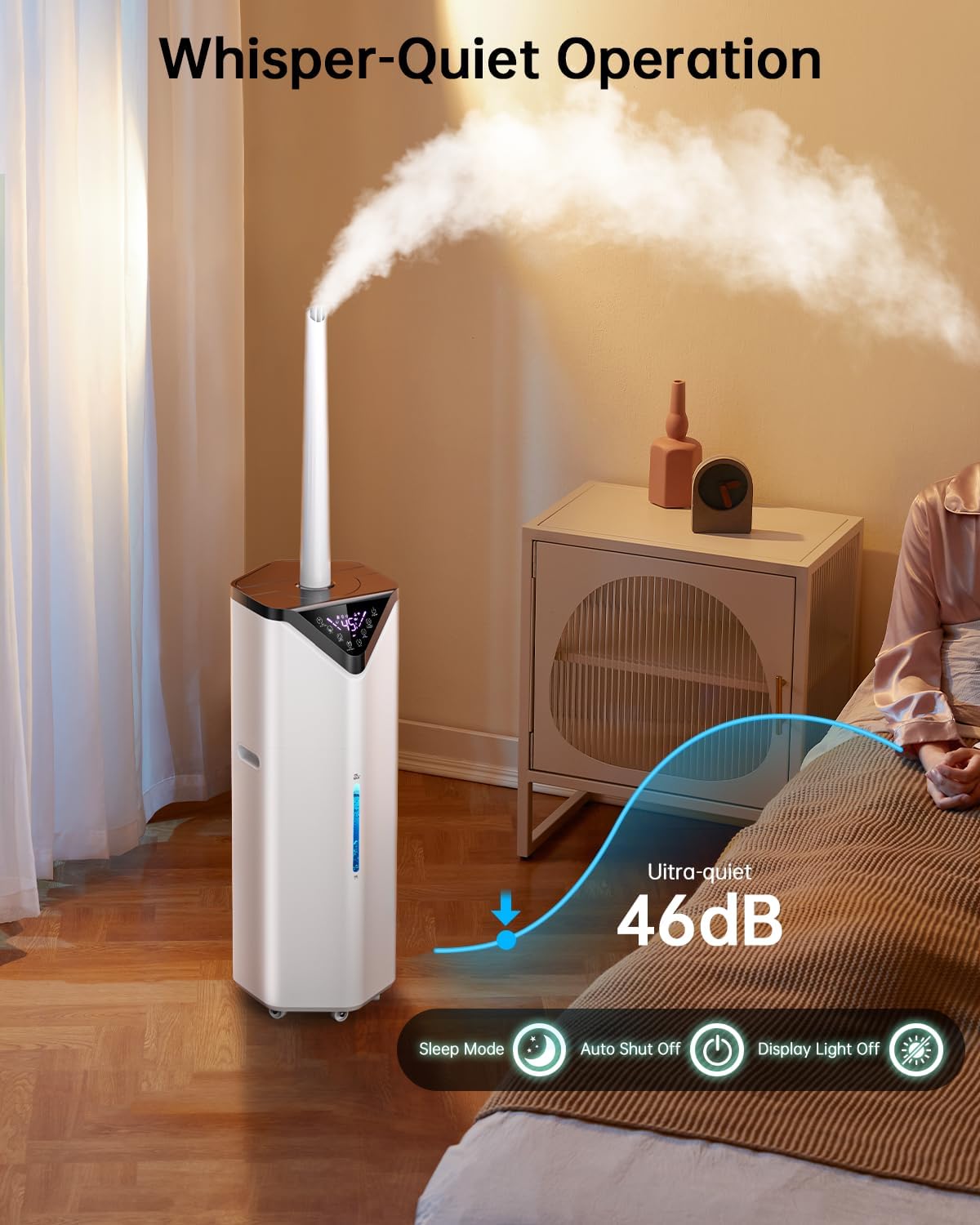AERZY 5Gal Smart Humidifier Large Room up to 2800ft², 1000mL/h, APP & Remote Control, 180° Auto Rotating Nozzle, 24H Timer, 60H Supersized Cool Mist Humidifiers for Whole House Home Office Plants