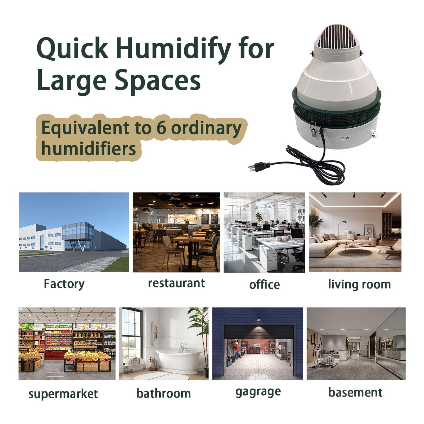 200 Pint Air Humidifier Commercial Grade Mist And Mist Hydroponic Growth Chamber，Industrial Grade Humidifier With Multi-Directional Fogging Head, Indoor Plant For Large Rooms