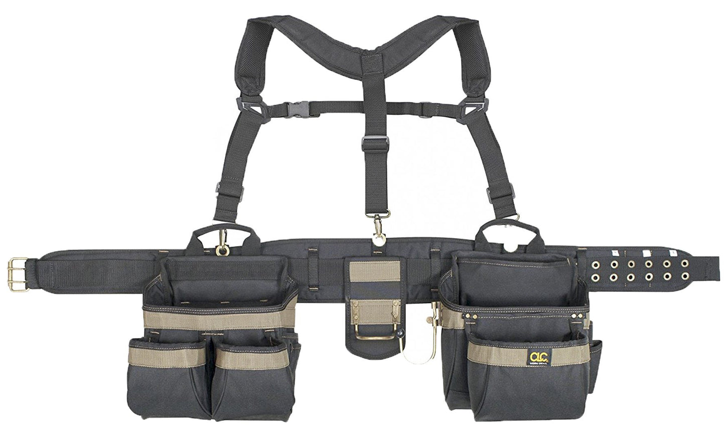 Custom Leathercraft6714 Heavy Duty Framers 5 Piece Comfort-lift Combo Tool Belt Apron, 31 Pocket,Black