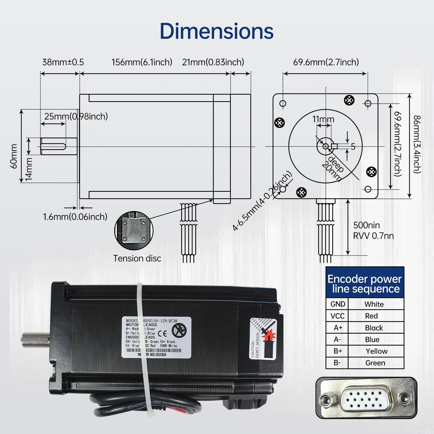 RATTMMOTOR 12N.m Closed Loop Servo Motor Nema34 CNC Kit with 70V DC Power Supply,12Nm 1700oz-in 86x86x156mm 6A+2HSS86 Hybrid 2-Phase Stepper Motor Servo Driver for CNC Router Engraving Milling Machine
