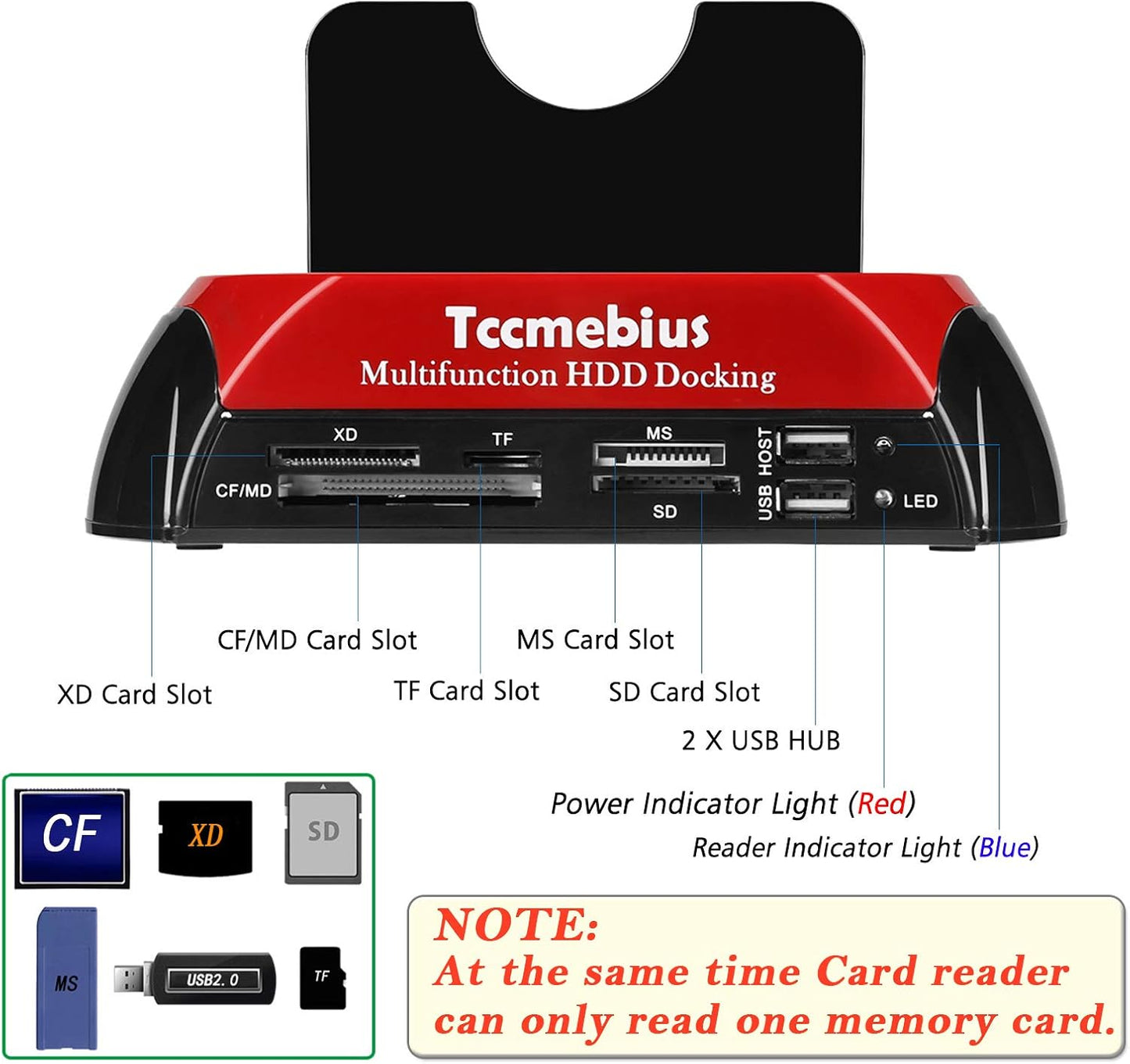 Tccmebius TCC-S862-US 2.0 2.5 3.5 Inch 1 2.0 2.5" 3.5" Hard Drive Docking Station, USB to SATA IDE Dual Slots External