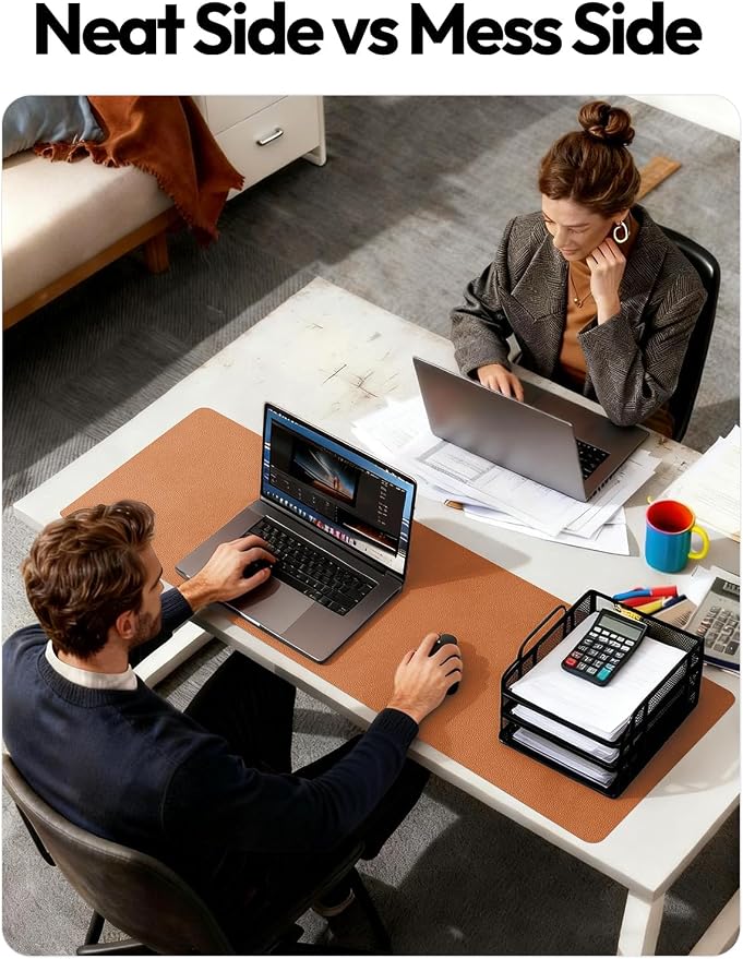 YSAGi Desk Pad Protector, Large Mouse Mat, Non-Slip PU Leather Waterproof Laptop Desk Blotter/ Writing Pad for Office and Home (23.6" x 13.8", Brown)