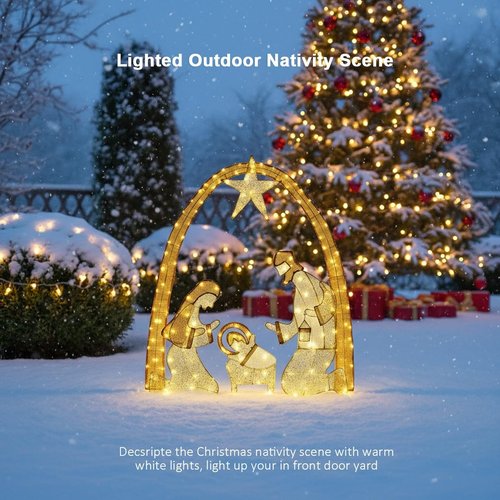 Lighted Outdoor Nativity Scene | Large Christmas Holy Family Yard Decoration for Festive Lawn Decor