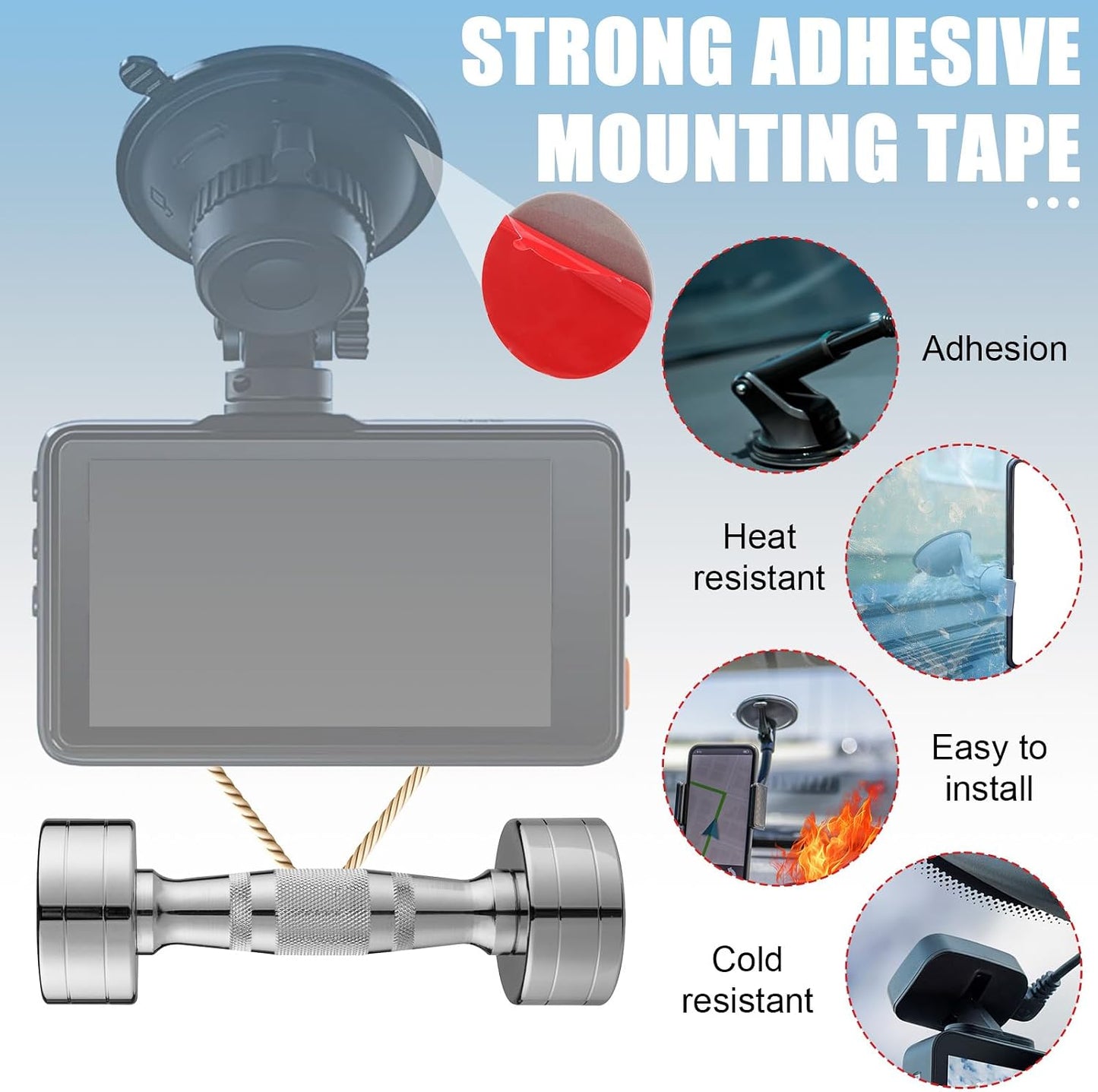 BOXOB 6pcs 3 Heavy Duty Dash Cam Adhesive Pads, Shapes Double-Sided Sticky Pads for Car Dashboard & Windshield High