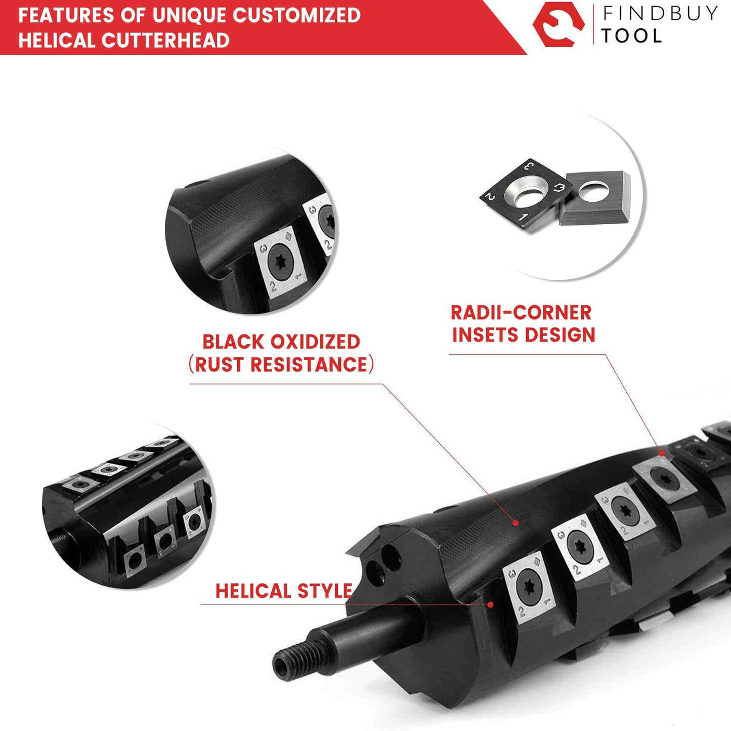 FINDBUYTOOL Helical Cutterhead for Porter Cable PC160JT 6" Benchtop Jointer with Carbide Insert Knives, 40X Longer Life, 50% Less Noise for Woodworking, Furniture Making, DIY & Professional Use