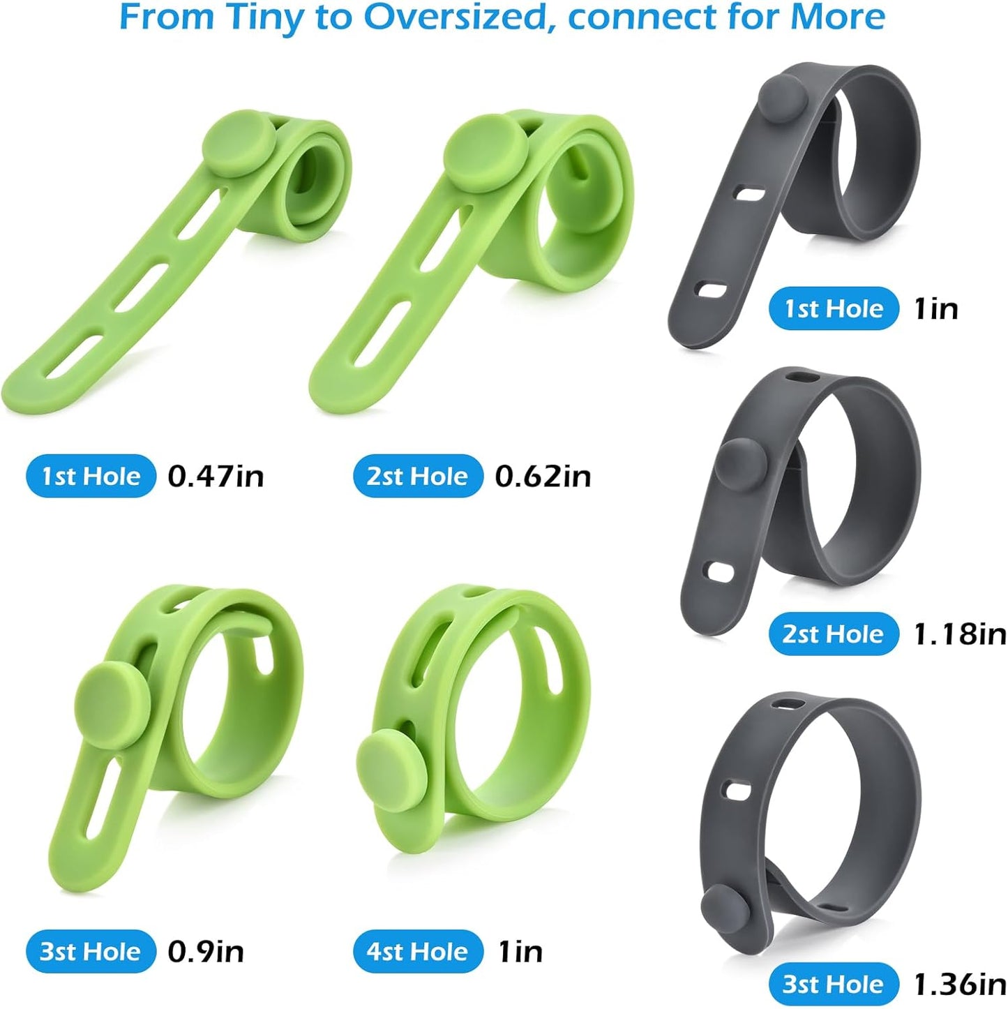 Cbfoeyk 24 5Inch (4 Pcs Silicone Cable Ties, Wire Cord Organizer, Cord Ties Reusable Cable Organizer Cable Management