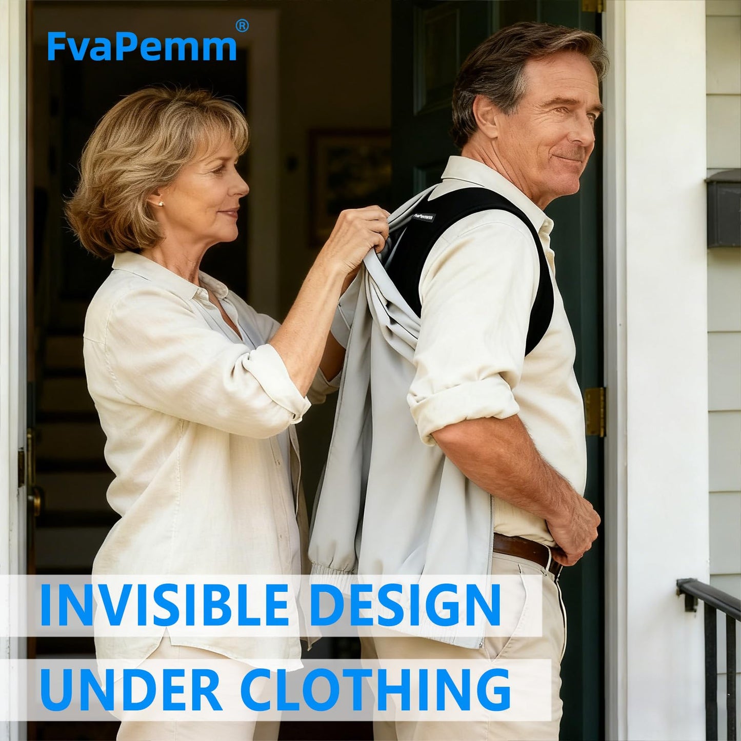 FvaPemm Posture Corrector for Women Men, Copper Upper Back Brace, Back Straightener Support Correcting Hunchback and Bad Posture, Back Pain Relief for Neck, Shoulder, Clavicle, Black, L/XL