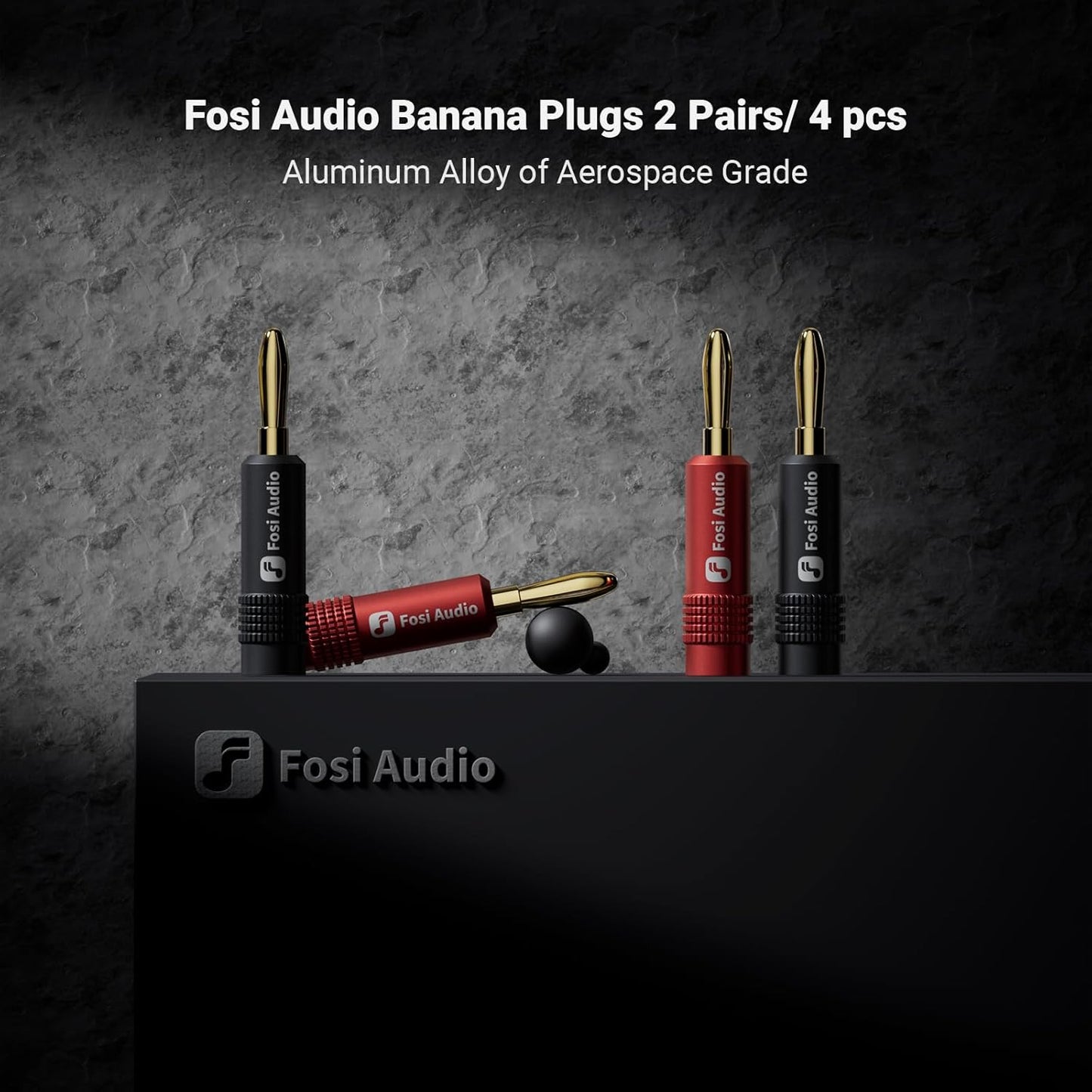 2 Pairs/4 Fosi Audio Banana Plugs for Speaker Wire, PCS Gold Plated Speaker Plugs for Home Audio Stereo