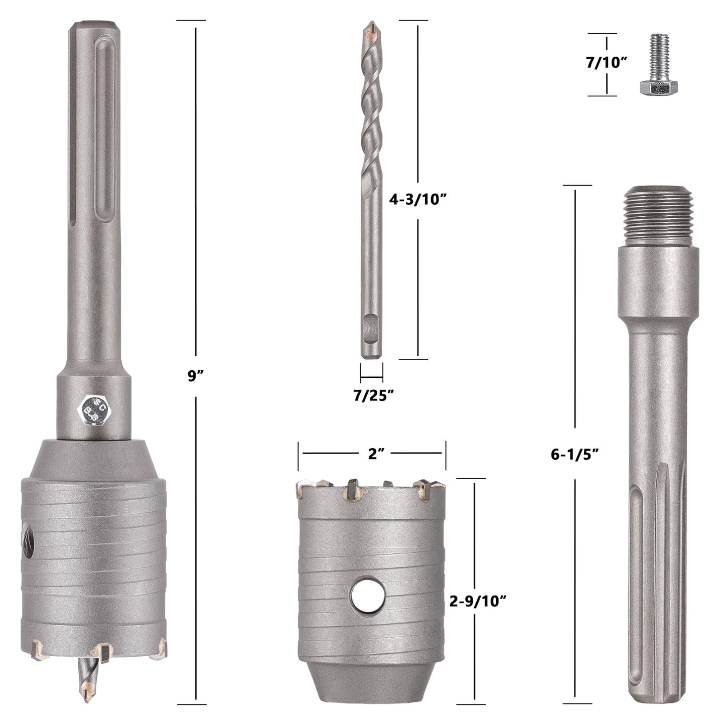 Berserker 1-9/16" SDS-Max Heavy Duty Rotary Hammer Drill with 2 Inch x 9 Inch SDS Max Core Bit