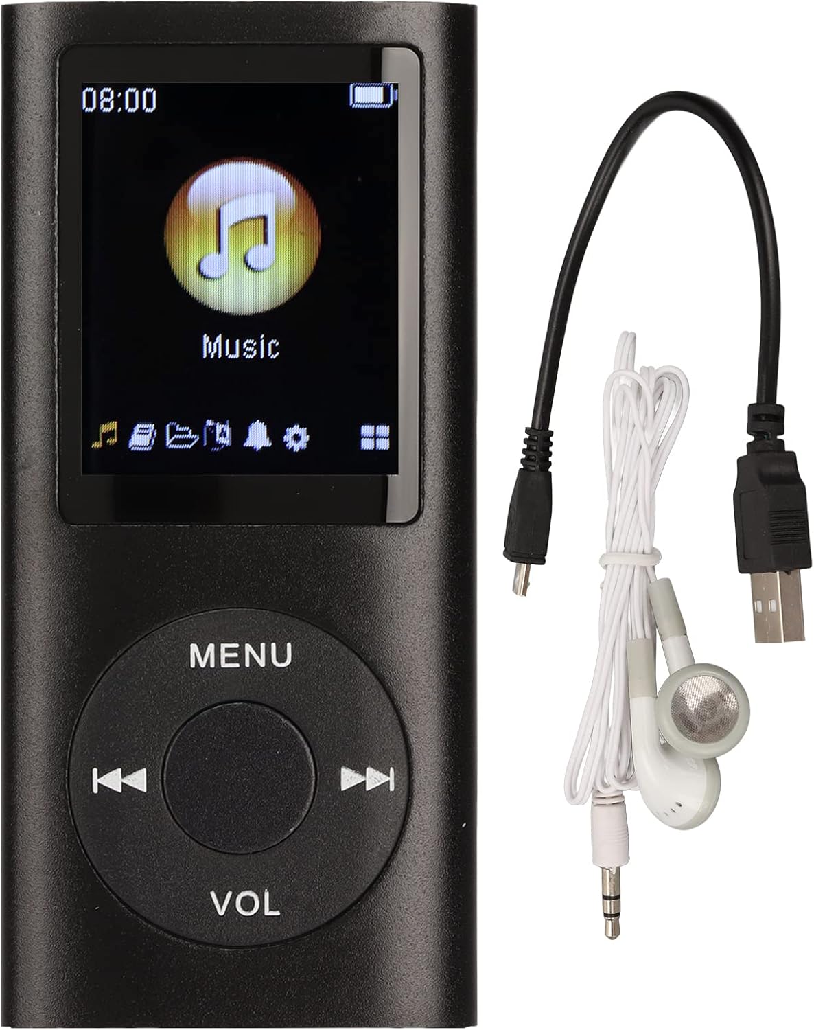 Luqeeg MP3 MP3 1.8 Inch Player, Portable Lossless Sound Slim Music Player with Earphone, LCD Screen Digital Music