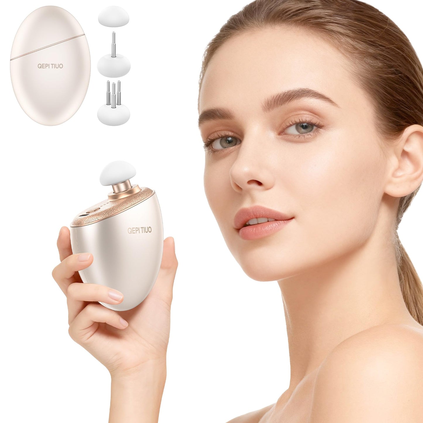 Mini Massage Gun,Designed by Japanese Experts,3-Pin Retractable Head (For Face & Scalp) + Round Head (For Muscle Groups),Percussion Deep Tissue Massage,4 Speed Settings,0.5lb,for Home/Gym,Ideal Gift