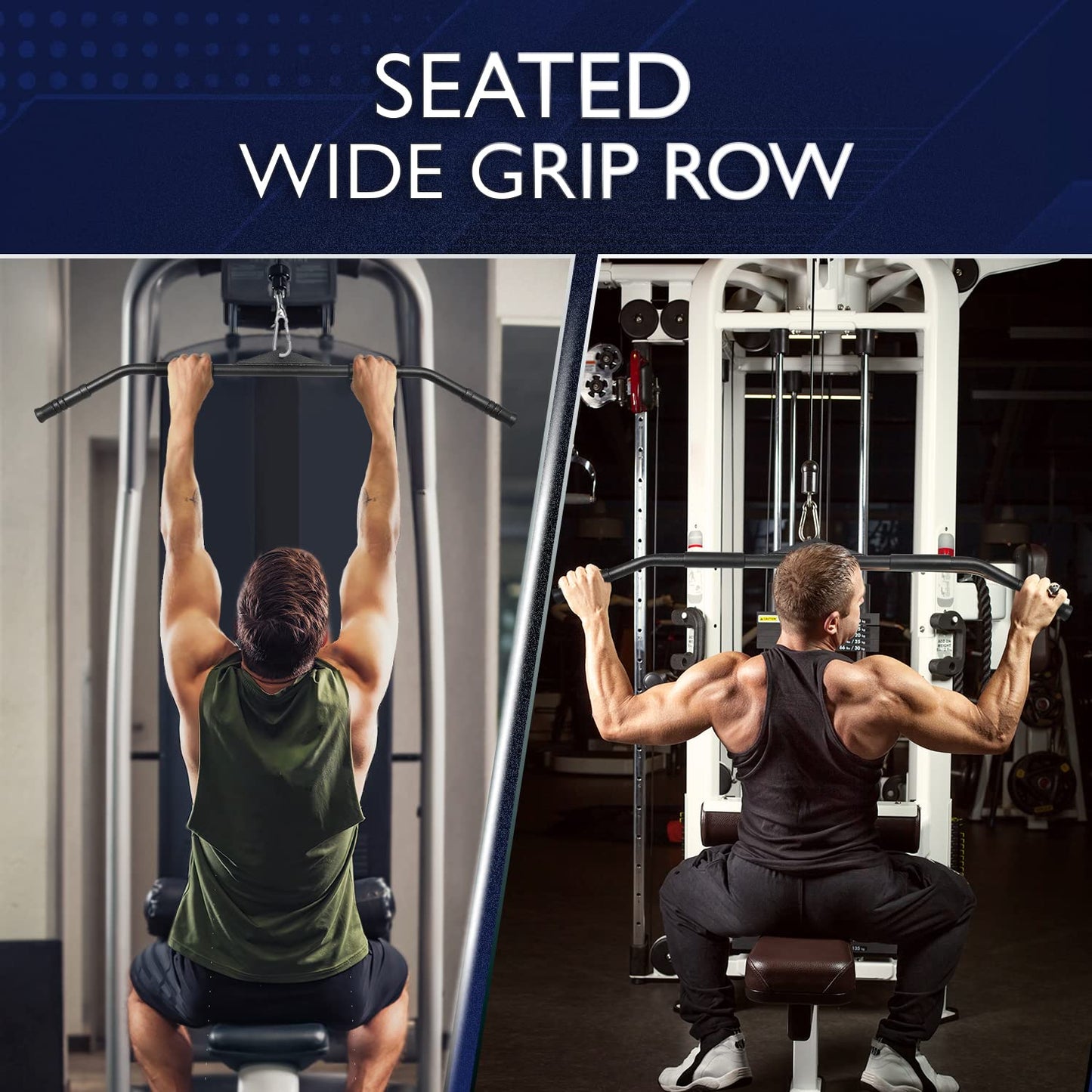 Yes4All Curl LAT Pull Down Bar 39" - Wide Grip with Rubber Handles, Press Down Bar Cable Attachment, Tricep Press Down Attachment for Row Machine & Cable Machine