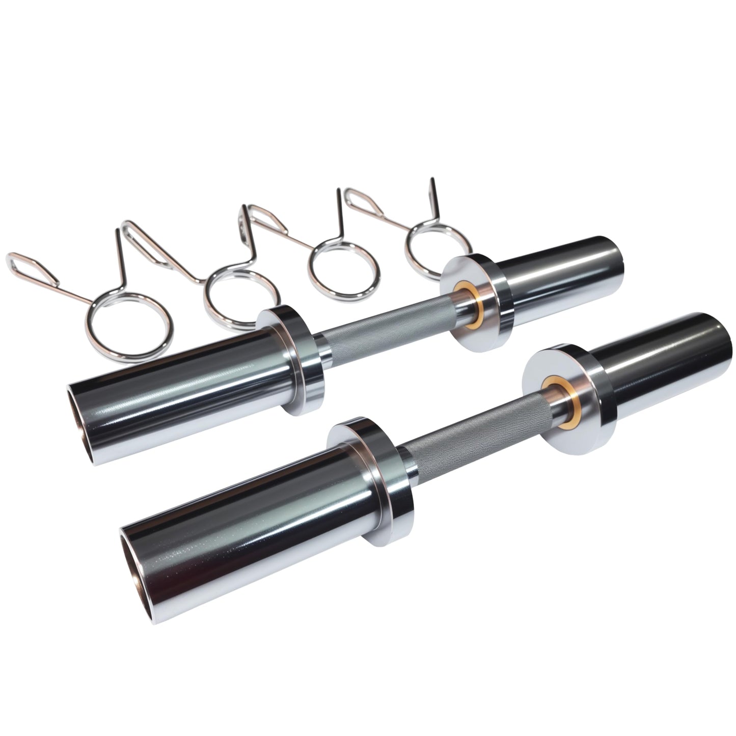 qibylift Olympic Dumbbell Handles Set of 2, Loadable Dumbbell Bars for 2 Inch Weight Plates, 16 Inch Chrome Barbell with 28mm Grip, 200 lb Capacity, Home Gym Strength Training (Chrome)