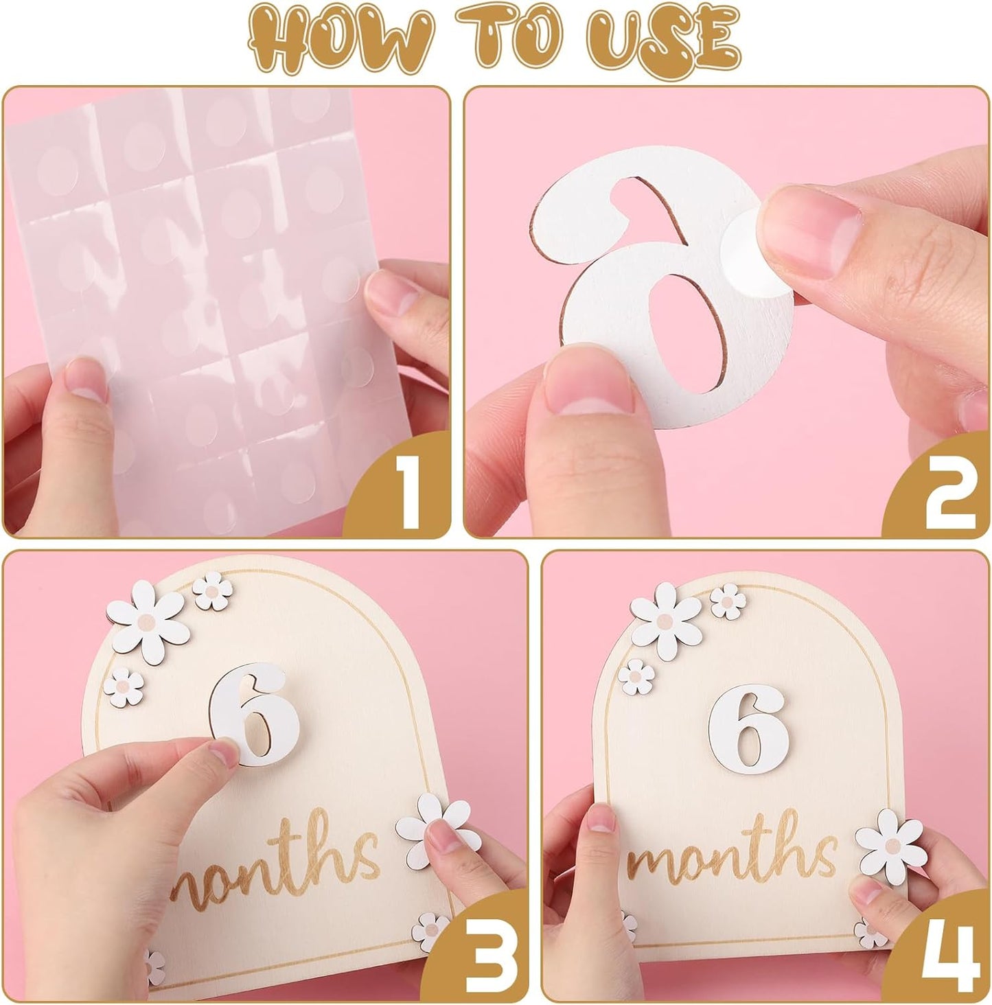 Baby Monthly Milestone Cards with Hello World Newborn Sign, Daisy Baby Milestone Signs Baby Monthly Milestone Wood