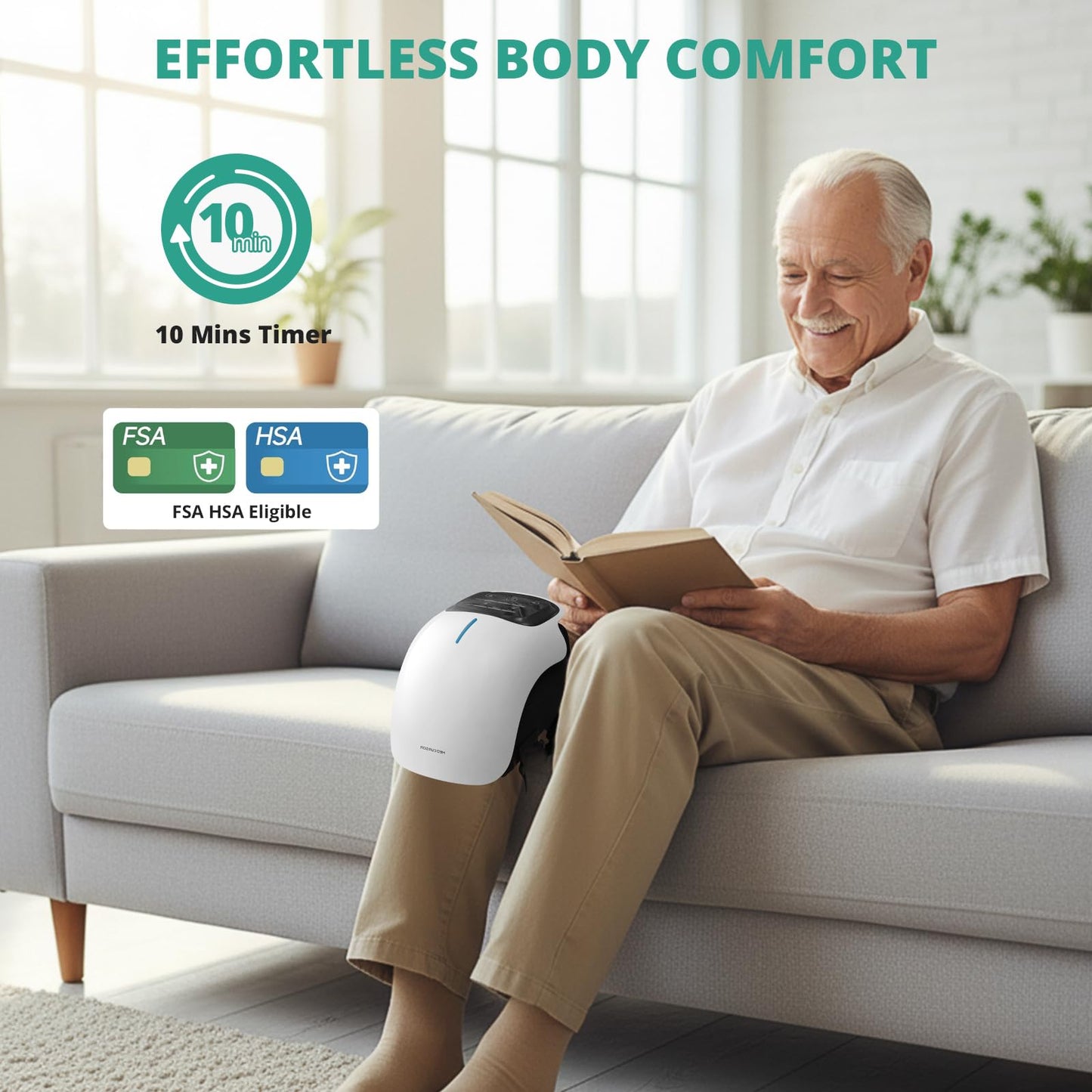 Medcursor Knee Massager, Cordless Heated Knee Massager with 3 Heating Levels, 3 Vibration Modes, LED Screen & Adjustable Straps, Massage with Heat for Relief