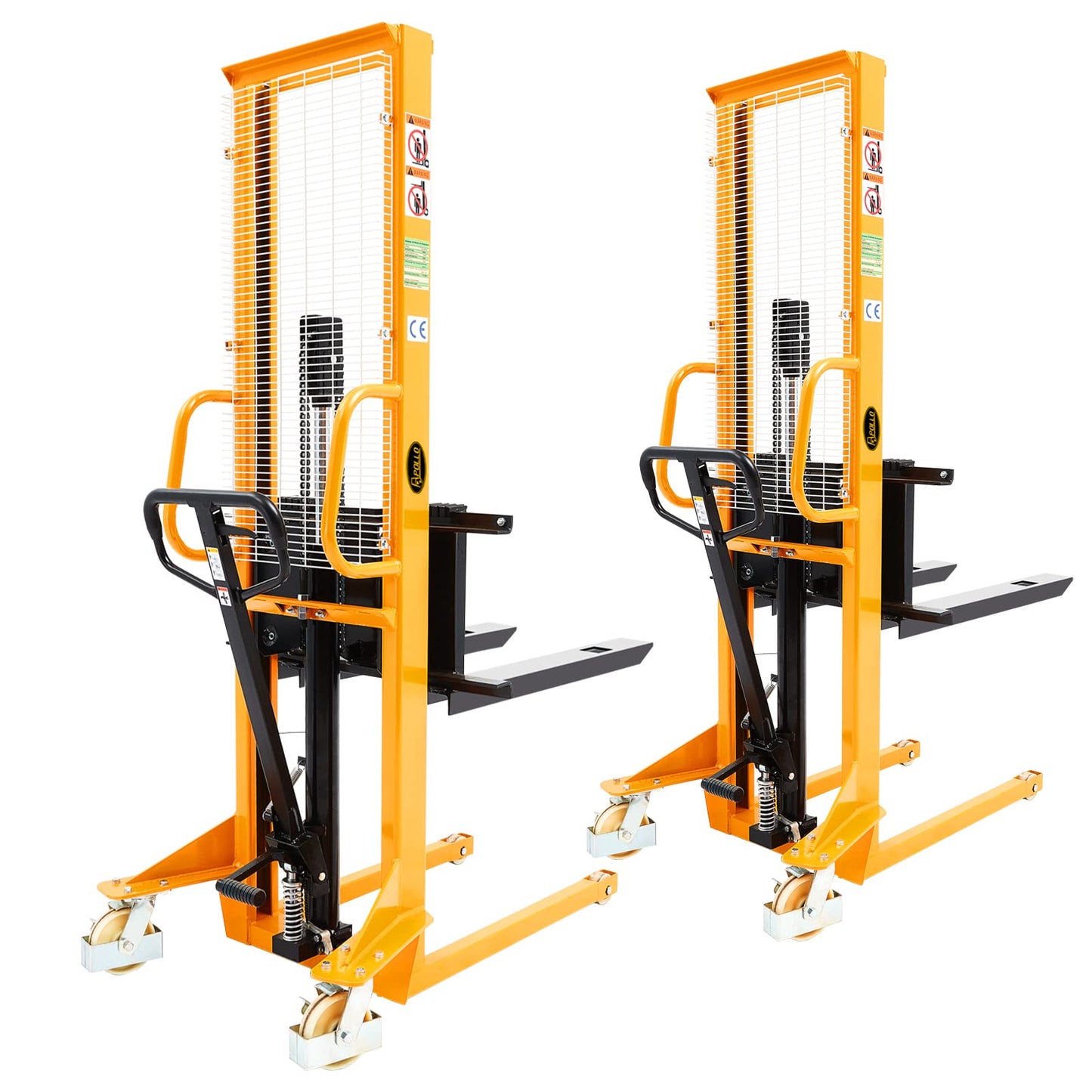 APOLLOLIFT 2 Pices Manual Stacker 1100lbs Capacity 63" Lift Height Pump Fixed Leg Lift Truck Pallet Stacker Suitable for Open Bottom Pallet