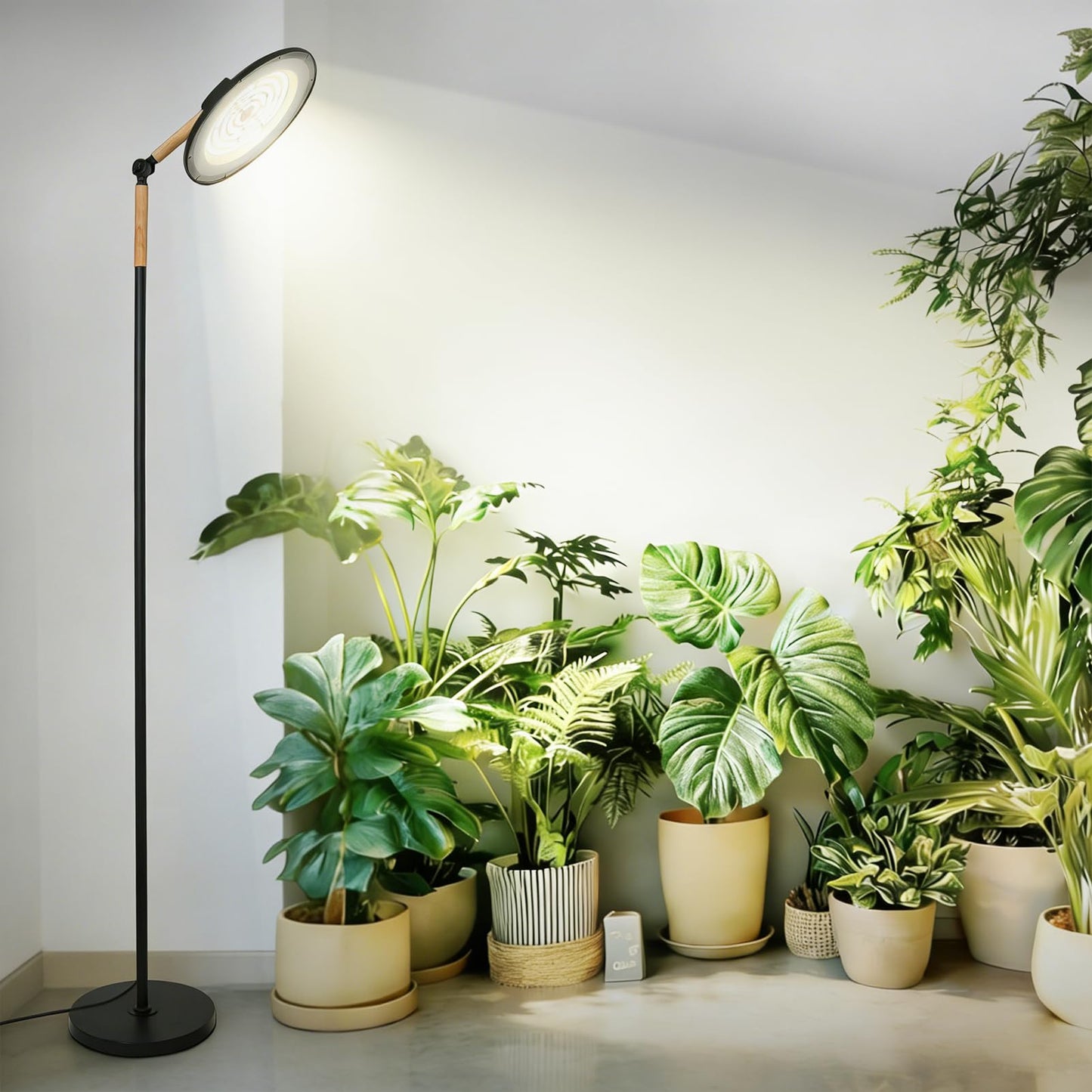 HMVPL 100W Grow Lights for Indoor Plants Full Spectrum, Plant Lights for Indoor Growing with 216 Light Beads, Timer, Remote Control, Dimmable Standing Growth Lamp for Large Many Plants(5 Level Height)