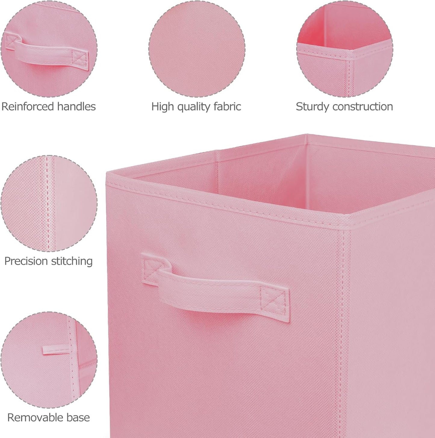 Storage Cubes by [Brand Name] - 10.5 Inch Collapsible Fabric Bins for Organized Closets & Offices | Pink
